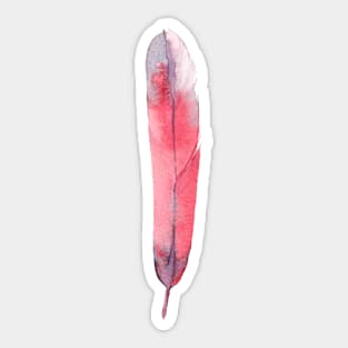 Red Long Feather. Watercolor Sticker